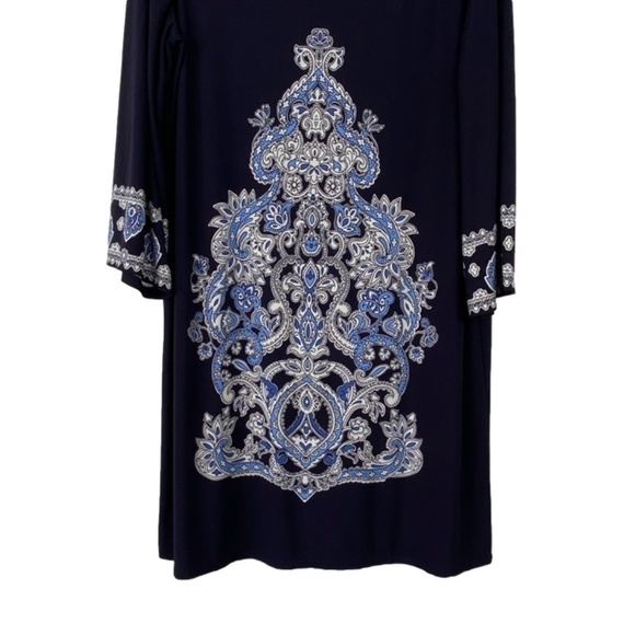 WISP by London Times navy blue shift dress with floral pattern size 14 - Picture 3 of 8